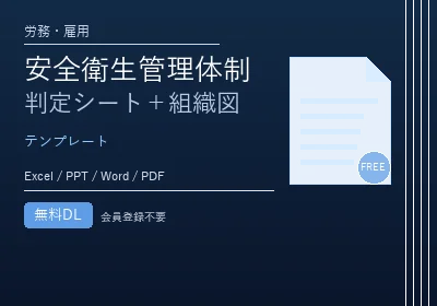 安全衛生管理体制 判定シート+組織図のテンプレートプレビュー