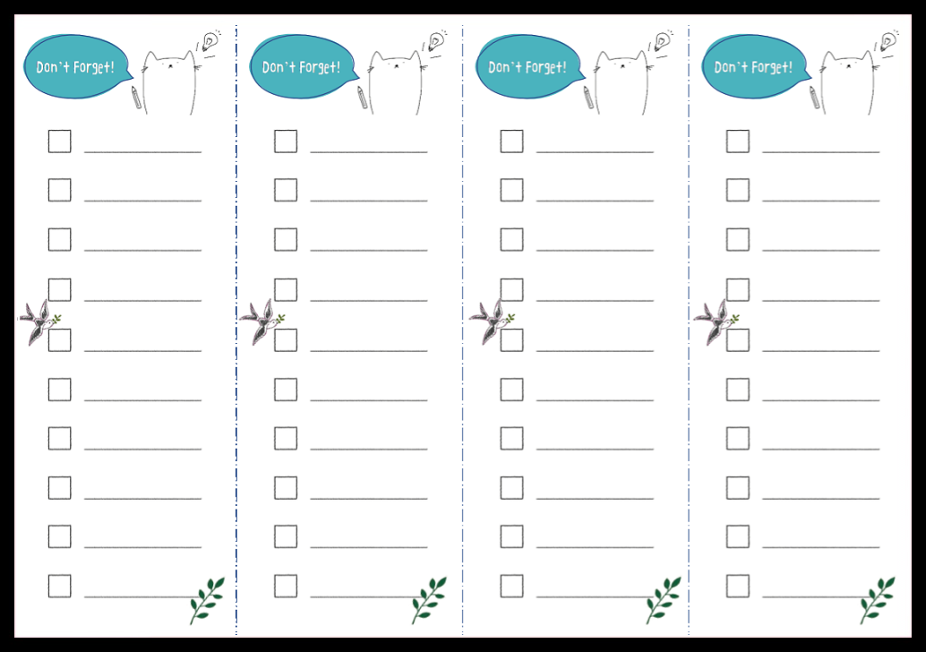 PDFで簡単に印刷！ToDo4分割A4サイズのチェックリスト
