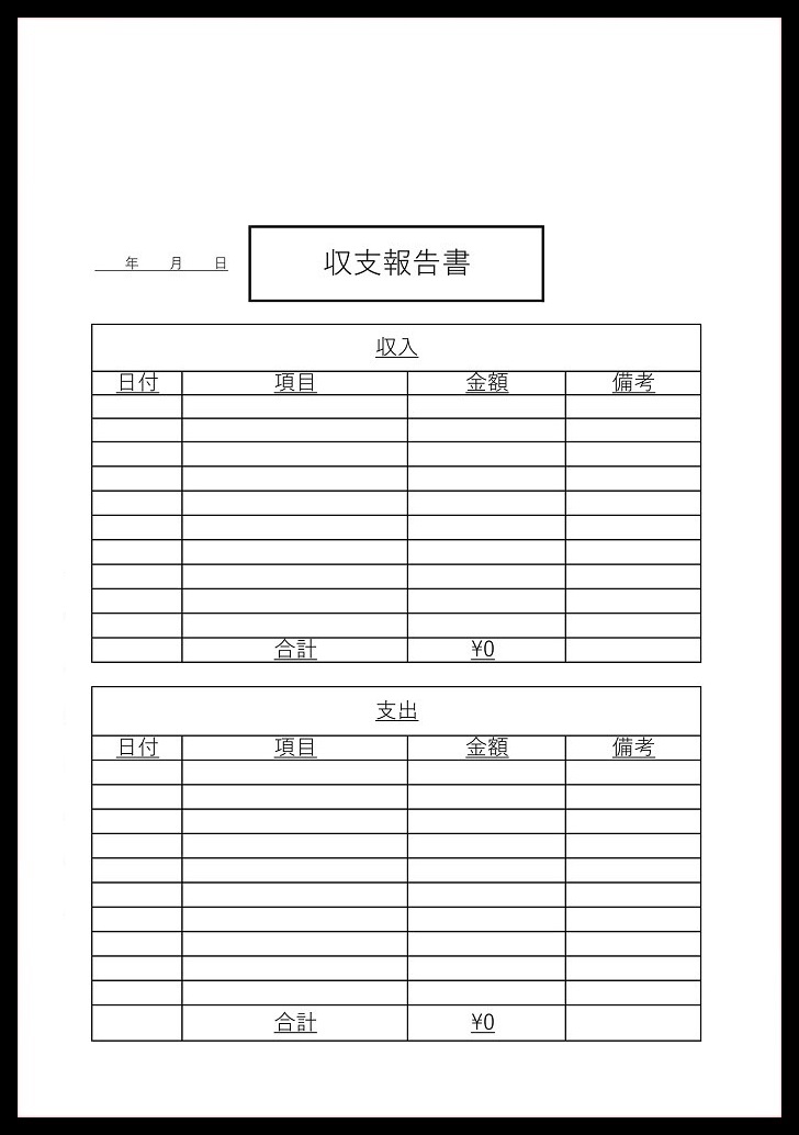 部活や謝恩会・飲み会に使える収支報告書